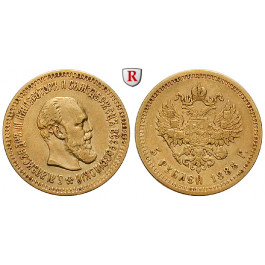 Russland, Alexander III., 5 Rubel 1888, 5,76 g fein, ss+