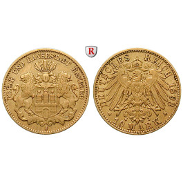 Deutsches Kaiserreich, Hamburg, 10 Mark 1893, J, f.vz, J. 211