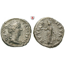Römische Kaiserzeit, Faustina I., Frau des Antoninus Pius, Denar nach 141 n.Chr., ss