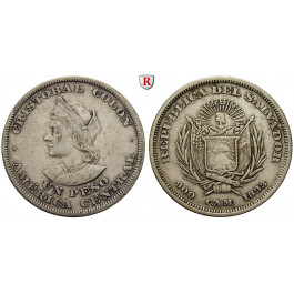El Salvador, Republik, Peso 1893, 22,47 g fein, ss+