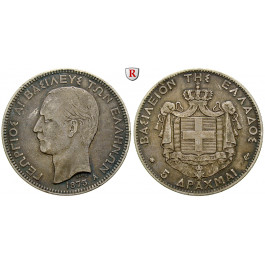 Griechenland, Georg I., 5 Drachmai 1875, ss+