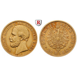 Deutsches Kaiserreich, Braunschweig, Wilhelm, 20 Mark 1875, Portrait / Reichsadler, A, ss-vz, J. 203