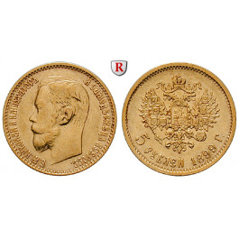 Russland, Nikolaus II., 5 Rubel 1899, 3,86 g fein, ss-vz