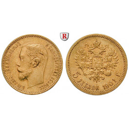 Russland, Nikolaus II., 5 Rubel 1901, 3,87 g fein, ss-vz/vz