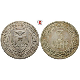 Weimarer Republik, 3 Reichsmark 1926, Lübeck, A, PP, J. 323