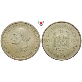 Weimarer Republik, 3 Reichsmark 1931, vom Stein, A, vz/vz-st, J. 348