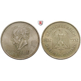 Weimarer Republik, 3 Reichsmark 1932, Goethe, F, vz/vz-st, J. 350