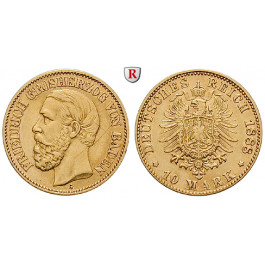 Deutsches Kaiserreich, Baden, Friedrich I., 10 Mark 1888, G, ss, J. 186