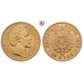Deutsches Kaiserreich, Bayern, Ludwig II., 10 Mark 1878, D, ss, J. 196