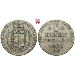 Waldeck, Fürstentum, Georg Heinrich, 1/3 Taler 1824, vz