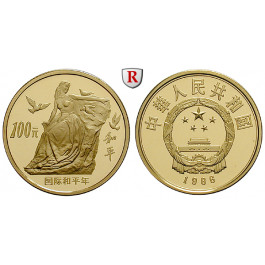China, Volksrepublik, 100 Yuan 1986, 10,01 g fein, PP
