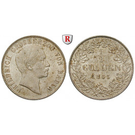 Baden, Grossherzogtum Baden, Friedrich I., 1/2 Gulden 1863, f.vz