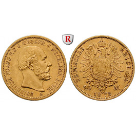 Deutsches Kaiserreich, Mecklenburg-Schwerin, Friedrich Franz II., 20 Mark 1872, A, ss+, J. 230
