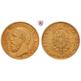 Deutsches Kaiserreich, Baden, Friedrich I., 10 Mark 1881, G, ss-vz, J. 186