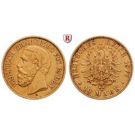 Deutsches Kaiserreich, Baden, Friedrich I., 10 Mark 1877, G, ss-vz, J. 186
