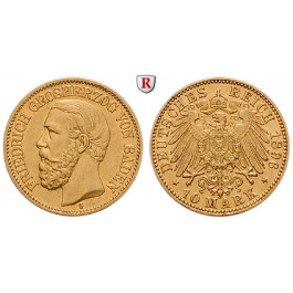 Deutsches Kaiserreich, Baden, Friedrich I., 10 Mark 1896, G, ss-vz/vz, J. 188