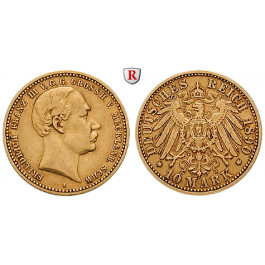 Deutsches Kaiserreich, Mecklenburg-Schwerin, Friedrich Franz III., 10 Mark 1890, A, ss, J. 232