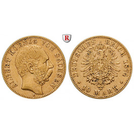 Deutsches Kaiserreich, Sachsen, Albert, 10 Mark 1874, E, ss, J. 261