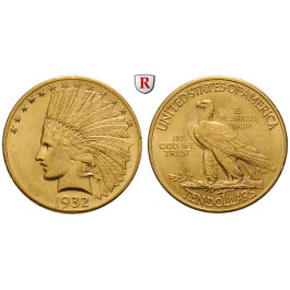 USA, 10 Dollars 1932, 15,02 g fein, ss-vz/vz
