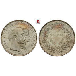 Dänemark, Christian IX., 2 Krone 1892, 11,99 g fein, vz+
