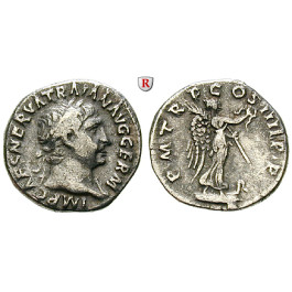 Römische Kaiserzeit, Traianus, Denar 102, ss+