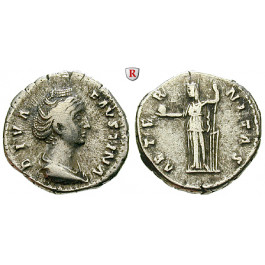Römische Kaiserzeit, Faustina I., Frau des Antoninus Pius, Denar nach 141 n.Chr., ss+