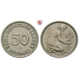 Bundesrepublik Deutschland, 50 Pfennig 1950, Bank Deutscher Länder, G, ss-vz, J. 379