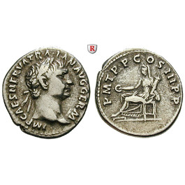 Römische Kaiserzeit, Traianus, Denar 100, ss+