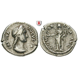 Römische Kaiserzeit, Sabina, Frau des Hadrianus, Denar 136-138, ss