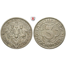 Weimarer Republik, 3 Reichsmark 1927, Nordhausen, A, vz+/vz, J. 327
