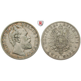 Deutsches Kaiserreich, Anhalt, Friedrich I., 2 Mark 1876, A, ss, J. 19