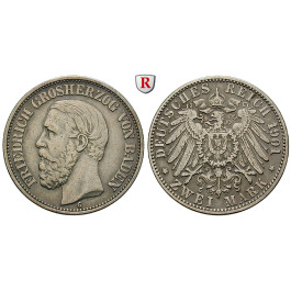 Deutsches Kaiserreich, Baden, Friedrich I., 2 Mark 1901, G, ss+, J. 28