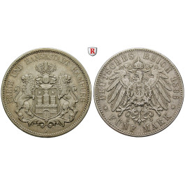 Deutsches Kaiserreich, Hamburg, 5 Mark 1896, J, ss, J. 65