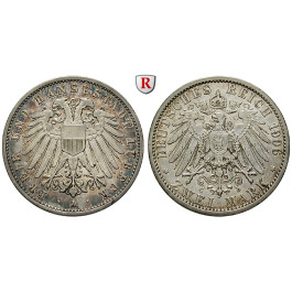 Deutsches Kaiserreich, Lübeck, 2 Mark 1906, A, ss, J. 81