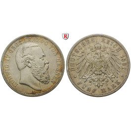 Deutsches Kaiserreich, Hessen, Ludwig IV., 5 Mark 1891, A, ss, J. 71