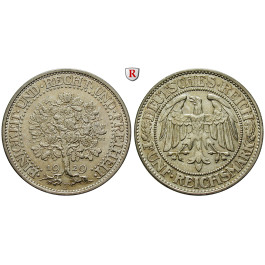 Weimarer Republik, 5 Reichsmark 1929, Eichbaum, F, vz, J. 331