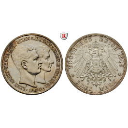 Deutsches Kaiserreich, Braunschweig, Ernst August, 3 Mark 1915, Mit Lüneburg, A, vz/st, J. 57