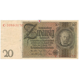 Deutsche Reichsbank 1924-1945, 20 Reichsmark 22.01.1929, I-, Rb. 174a