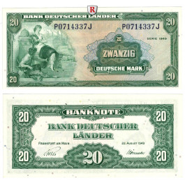 Bundesrepublik Deutschland, 20 DM 22.08.1949, I, Rb. 260