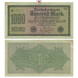 Inflation 1919-1924, 1000 Mark 15.09.1922, III, Rb. 75e