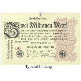 Inflation 1919-1924, 2 Mio Mark 09.08.1923, I-, Rb. 103a
