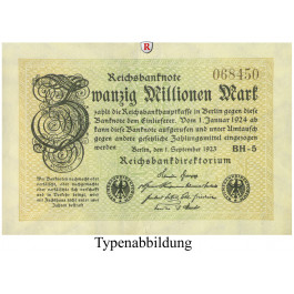 Inflation 1919-1924, 20 Mio Mark 01.09.1923, I-, Rb. 107a