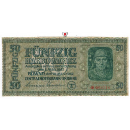 Besatzungsausgaben des 2. Weltkrieges 1939-1945, Reichskommissariat Ukraine, Rowno, 50 Karbowanez 10.03.1942, III, Rb. 596a