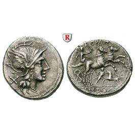 Römische Republik, Cn. Domitius Ahenobarbus, Denar 128 v.Chr., ss+