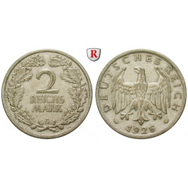Weimarer Republik, 2 Reichsmark 1926, Kursmünze, G, ss, J. 320