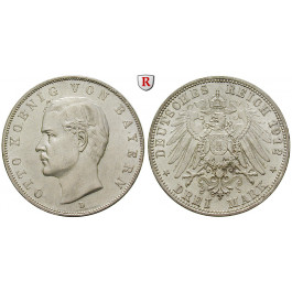 Deutsches Kaiserreich, Bayern, Otto, 3 Mark 1912, D, vz-st, J. 47