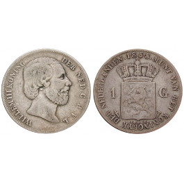 Niederlande, Königreich, Willem III., Gulden 1858, ss