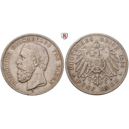 Deutsches Kaiserreich, Baden, Friedrich I., 5 Mark 1899, G, f.ss, J. 29
