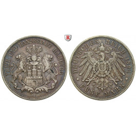 Deutsches Kaiserreich, Hamburg, 5 Mark 1894, J, ss, J. 65