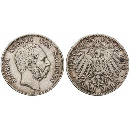 Deutsches Kaiserreich, Sachsen, Albert, 2 Mark 1896, E, ss, J. 124